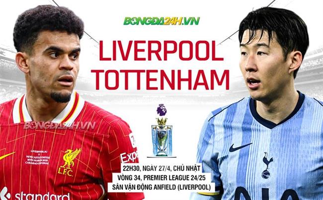 Liverpool vs Tottenham vong 34 Ngoai hang Anh 2024/25.